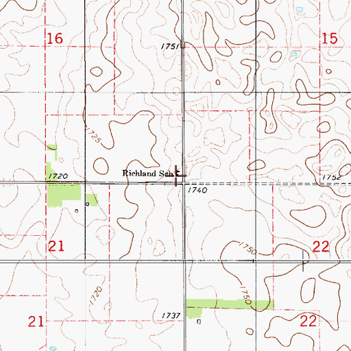 Topographic Map of Richland School, SD