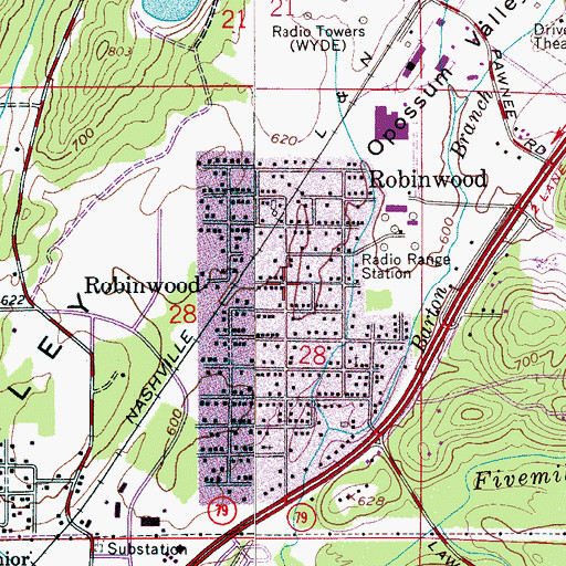 Topographic Map of Robinwood, AL
