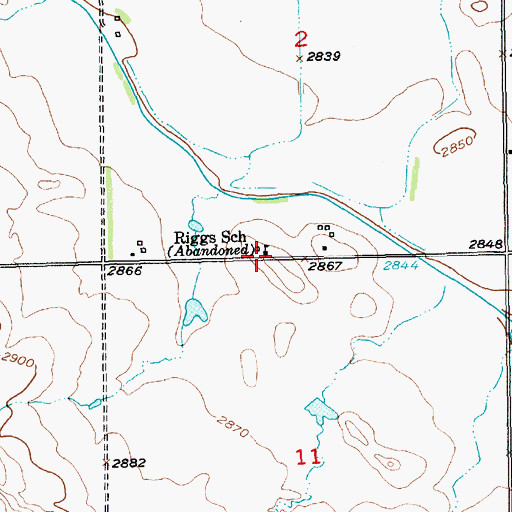 Topographic Map of Riggs School, SD