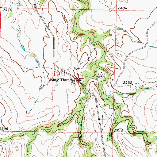 Topographic Map of Ring Thunder Church, SD