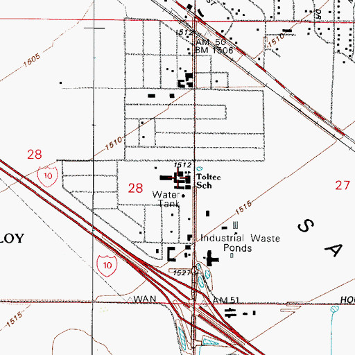 Topographic Map of Toltec Elementary School, AZ