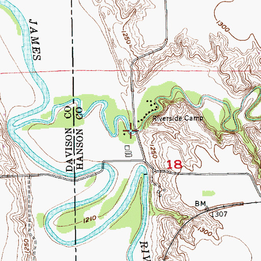 Topographic Map of Riverside Camp, SD