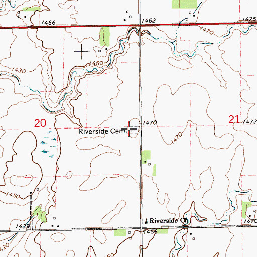 Topographic Map of Riverside Cemetery, SD