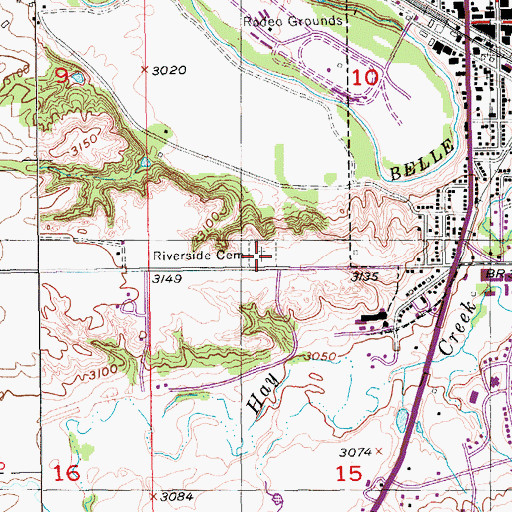 Topographic Map of Riverside Cemetery, SD