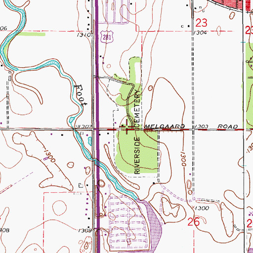 Topographic Map of Riverside Cemetery, SD