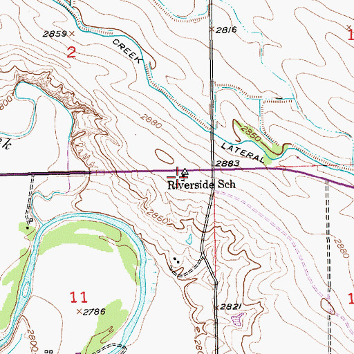Topographic Map of Riverside School, SD