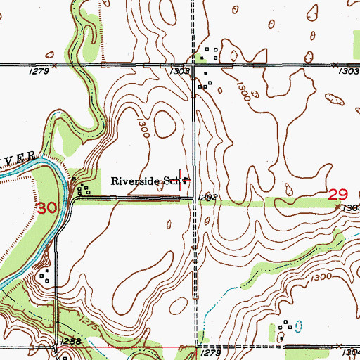Topographic Map of Riverside School, SD