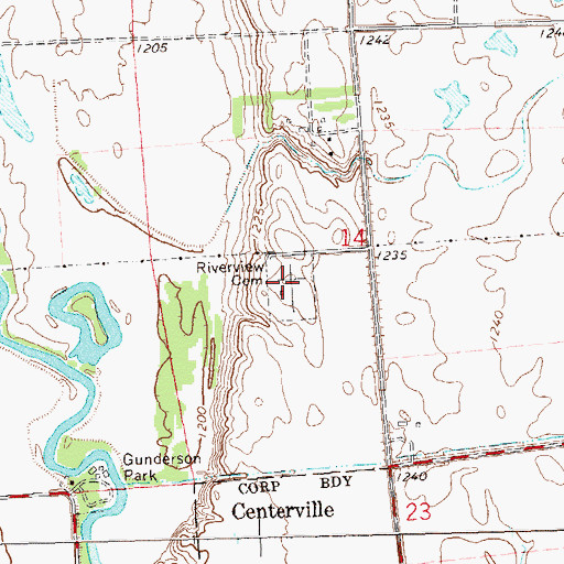 Topographic Map of Riverview Cemetery, SD