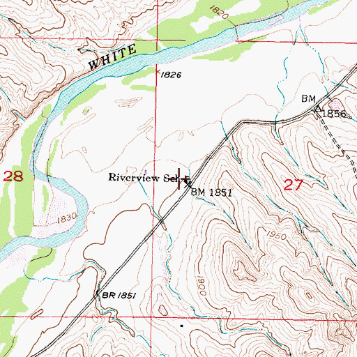 Topographic Map of Riverview School, SD