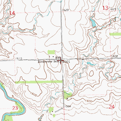 Topographic Map of Riverview School, SD