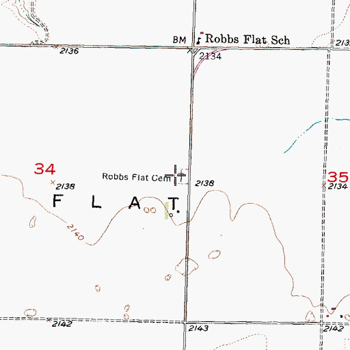 Topographic Map of Robbs Flat Cemetery, SD
