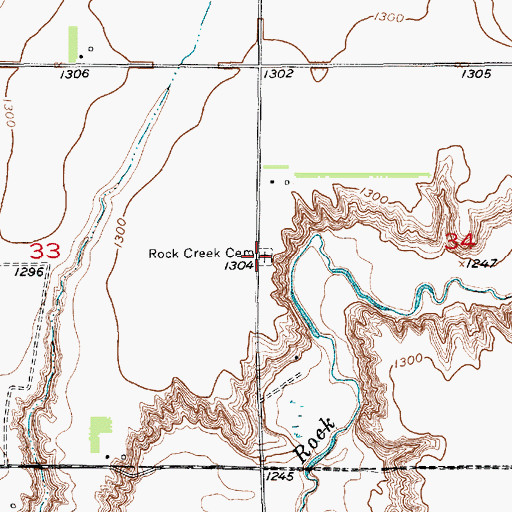 Topographic Map of Rock Creek Cemetery, SD