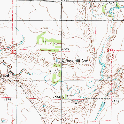Topographic Map of Rock Hill Cemetery, SD