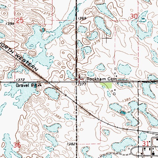 Topographic Map of Rockham Cemetery, SD