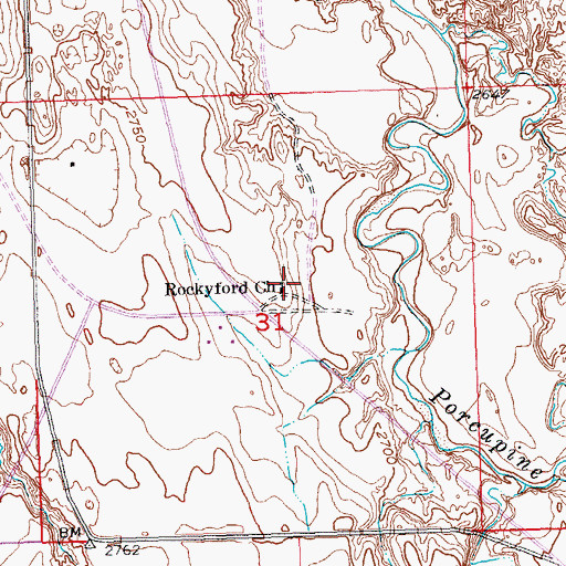 Topographic Map of Rockyford Church, SD