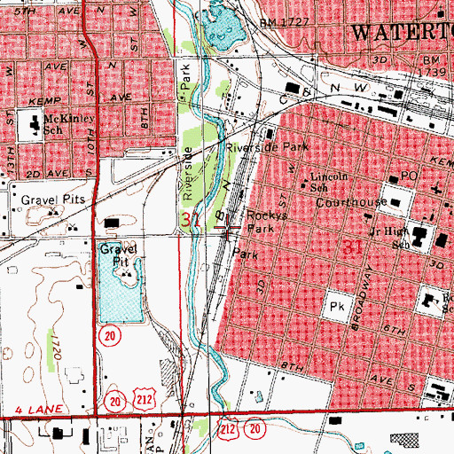 Topographic Map of Rockys Park, SD