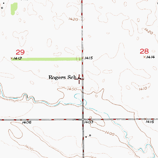 Topographic Map of Rogers School, SD