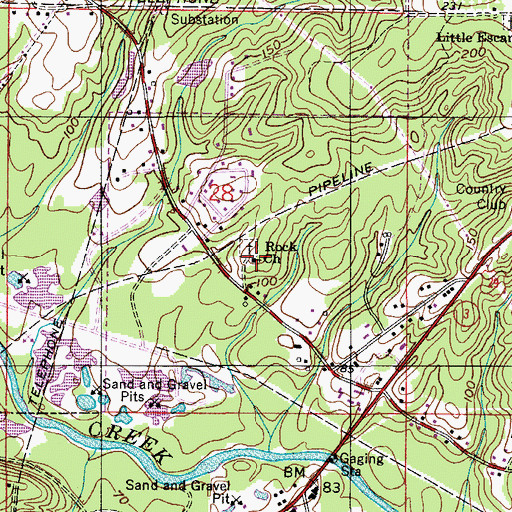 Topographic Map of Rock Church, AL