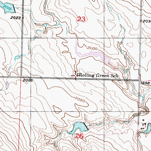 Topographic Map of Rolling Green School, SD