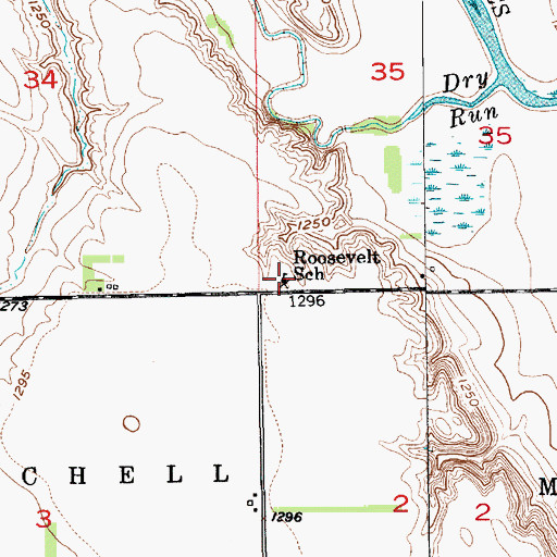 Topographic Map of Roosevelt School, SD