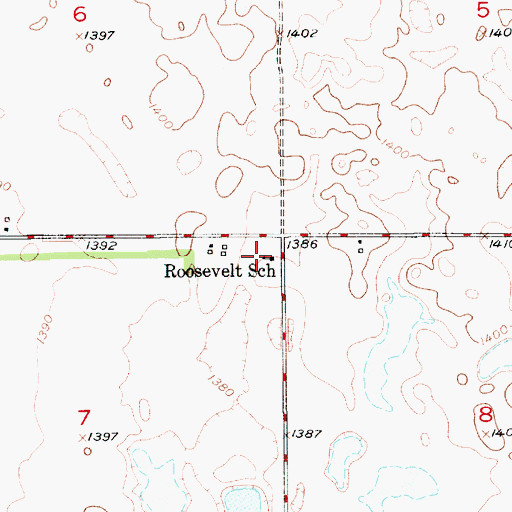 Topographic Map of Roosevelt School, SD