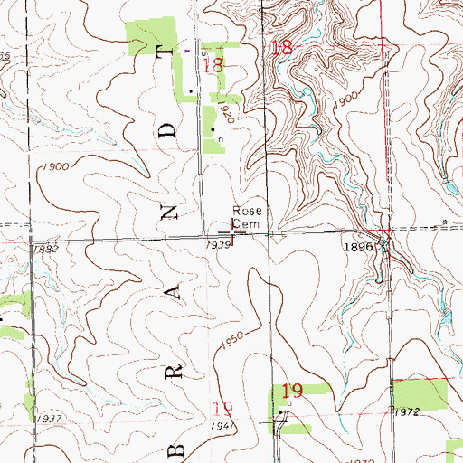 Topographic Map of Rose Family Cemetery, SD