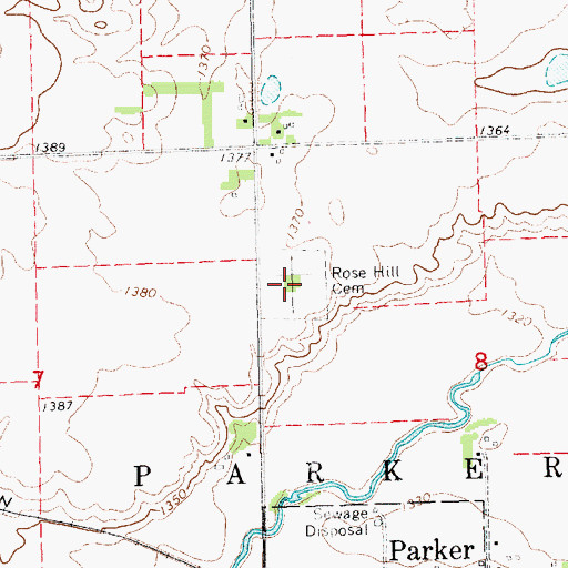 Topographic Map of Rose Hill Cemetery, SD
