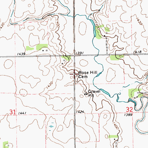 Topographic Map of Rose Hill Cemetery, SD
