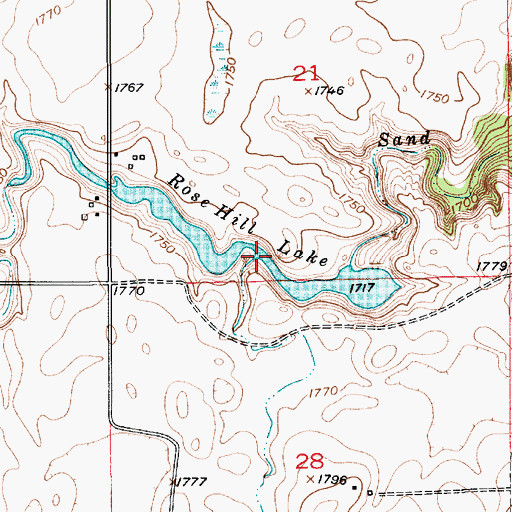 Topographic Map of Rose Hill Lake, SD