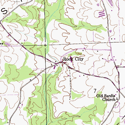 Topographic Map of Rock City, AL