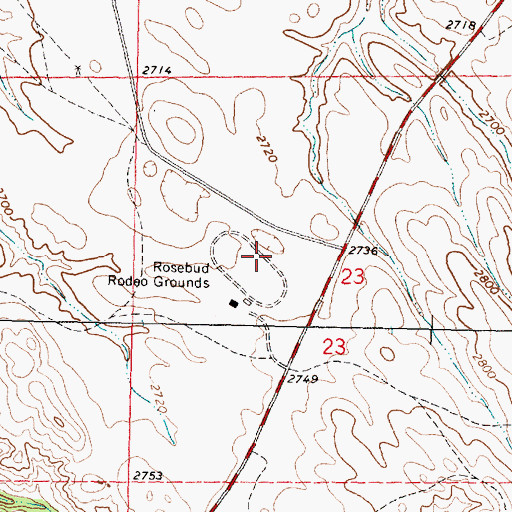 Topographic Map of Rosebud Rodeo Grounds, SD