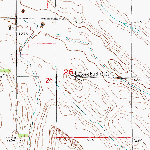Topographic Map of Rosebud School, SD