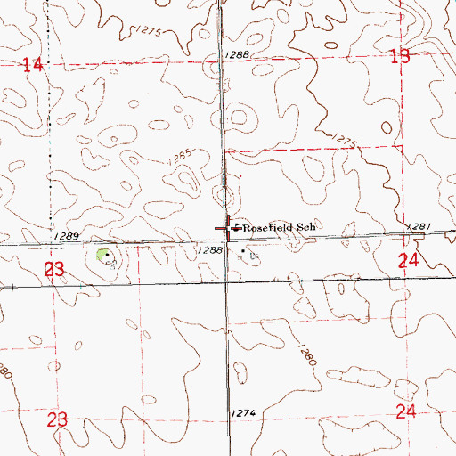Topographic Map of Rosefield School, SD