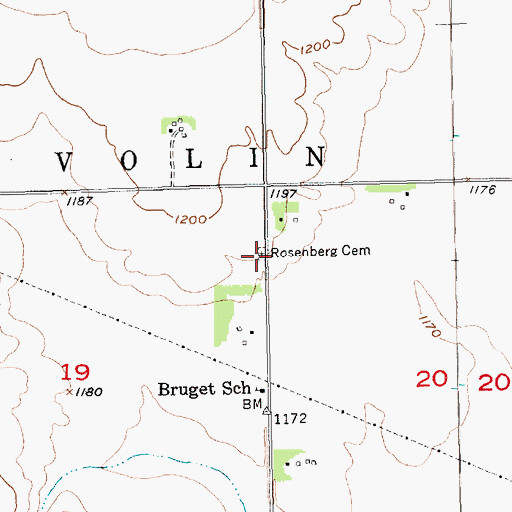 Topographic Map of Rosenberg Cemetery, SD