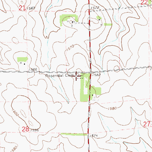 Topographic Map of Rosendal Cemetery, SD