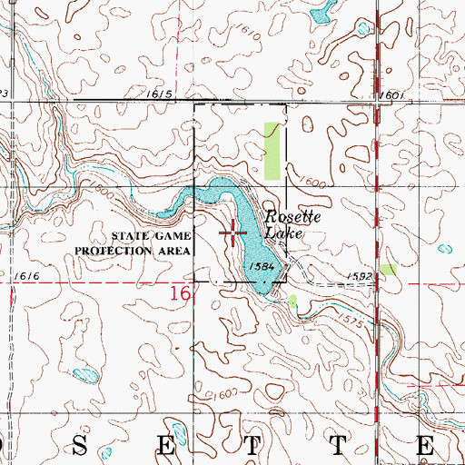 Topographic Map of Rosette Lake, SD