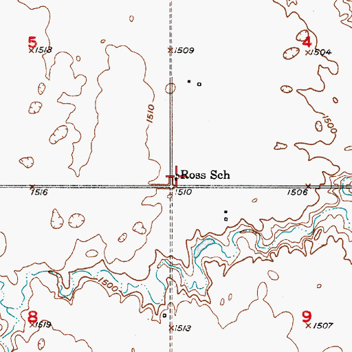 Topographic Map of Ross School, SD