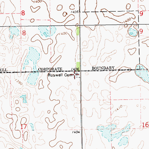 Topographic Map of Roswell Cemetery, SD