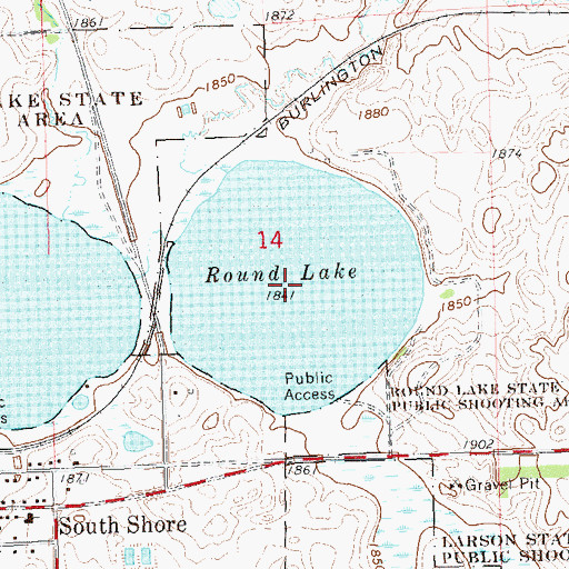 Topographic Map of Round Lake, SD