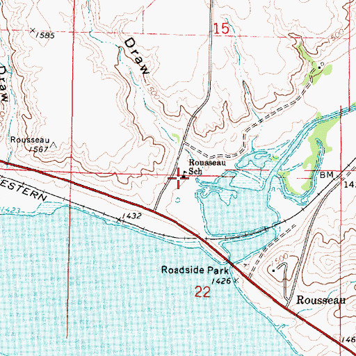 Topographic Map of Rousseau School, SD