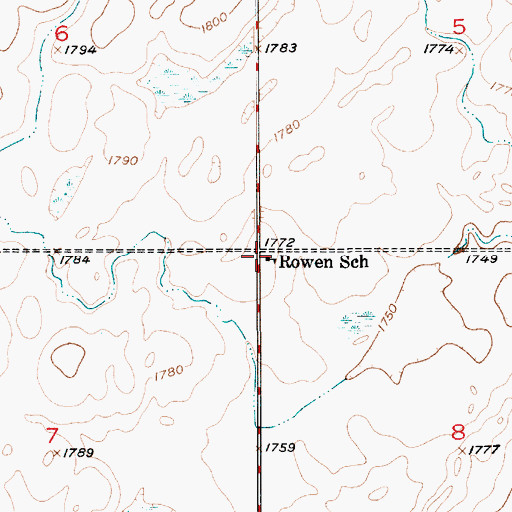 Topographic Map of Rowen School, SD
