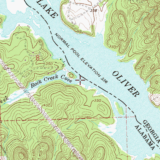 Topographic Map of Rock Creek, AL