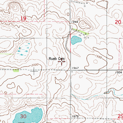 Topographic Map of Rueb Cemetery, SD