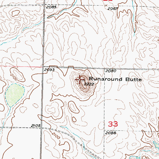 Topographic Map of Runaround Butte, SD