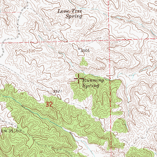Topographic Map of Running Spring, SD