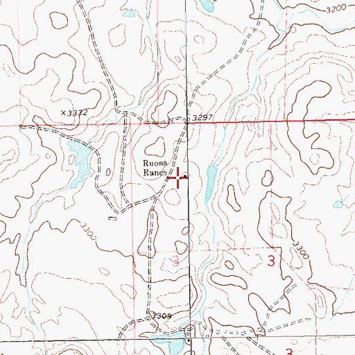 Topographic Map of Ruona Ranch, SD