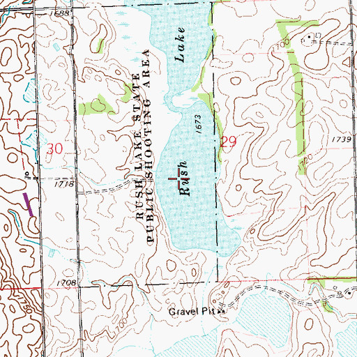 Topographic Map of Rush Lake, SD