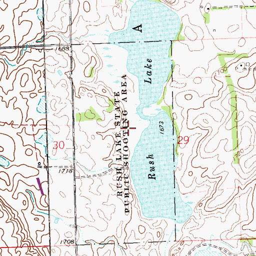 Topographic Map of Rush Lake State Public Shooting Area, SD