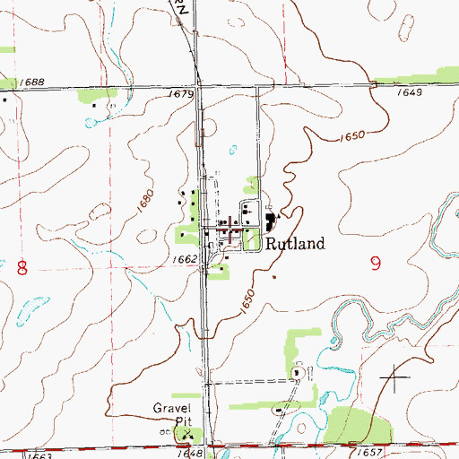 Topographic Map of Rutland, SD