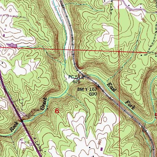 Topographic Map of Rock Creek, AL